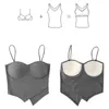 Women's Tanks Summer Arrival Sleeveless Spaghetti Strap Slim Built In Bra Camisoles Women Sexy Beauty Chest Padded Camisole Tank Top