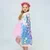 Jassen Mode Glitter Multicolor Pailletten Sjaal Glanzende Meisjes Mantel Blingbling Fee Prinses Cape Kerstfeest Halloween Kinderkleding 230728