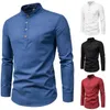 Mäns T -skjortor Mens European och American Stand Collar Shirt Solid Color Tee Long Sleeve Ropa Hombre 2023