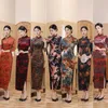 Etnik Giyim 2023 Sonbahar Kadife Uzun Cheongsam Zarif Retro Moda Partisi Ziyafet Modern Qipao Çin tarzı akşam gelinlik