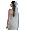 Bridal Veils Wedding Veil Double Layers Short Length Sheer With Cute Bowknot Hair Accessories For Bride Cut Edge