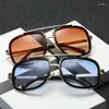 Okulary przeciwsłoneczne moda vintage jazdy chłodnymi gradientowymi bliźniaczkami Square Men Men Designer okulary przeciwsłoneczne dla mężczyzn Uv400