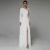 Proste eleganckie aplikacje do długości podłogi Suknie ślubne 2023 Biała suknia ślubna impreza dla panny młodej długie rękawy niestandardowe rozmiar Vestidos de noiva