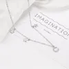 Anhänger-Halsketten NEHZY Versilberung Damenmodeschmuck Hochwertiger Zirkonia Einfache Retro-Stern-Mond-Halskette Länge 40 5 cm