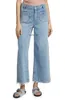 Paige Same High Waist Baby Blue Front Pocket Nine Cent Flared Jeans Dames