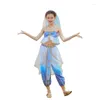 Stage Wear Costume di danza del ventre Kids Princess Halloween Cosplay Abbigliamento Amine Party Performance Top Pants Festival 2023