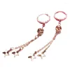 Dangle Earrings Exquisite 585 Purple Gold Plated 14K Rose Round Bead Tassel Star For Women Sparkling Earings Buckle Jewelry