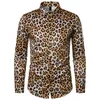 Männer Casual Hemden Vintage Leopard Print Hemd Männer 2023 Marke 70er Jahre Disco Party Herren Slim Fit Langarm Button Up Kleid Chemise Homme