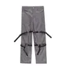 Spodnie ładunkowe Wskaźniki kolan z zamkiem błyskawicznym szary i czarny kolor dla mężczyzn prosto w lupgy, swobodne wodoodporne spodnie 292Z