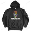 Herren Hoodies Mode Baumwolle Hoody Herren Sweatshirt Mit Kapuze Lose MAKE RACISM WRONG AGAIN Markenkleidung Viele Frühling Hoodie Warme Jacke Mantel