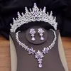 Set di gioielli da sposa splendida sposa di cristallo viola per donne orecchini a colori argento in argento