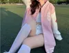 Giacche da donna Uniforme da baseball rosa felpata stile college per donna in cardigan giacca ispessita primavera e autunno per gli amanti delle donne 230728