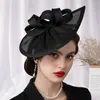 Bridal Veils Bowknot Decor Elegant Fascinator Hat With Hair Hoop Sweet Noble Decorative Retro Imitation Flax Accessories