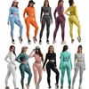 Ensembles actifs Ensemble de yoga pour femmes Ensemble de vêtements de sport sans couture Vêtements de fitness Costumes de sport de gymnastique Ensembles de leggings de course à pied (pièce unique)