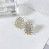 Stud Earrings Bilincolor Rectangular Micro Set Zircon Pearl For Women