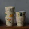 Tazze Piattini 50ml Tazza da tè in ceramica Fatta a mano Vintage Fiore stampato Set cinese Home Office Bicchieri Articoli per il tè Regalo Taza Te