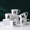 Tazas Taza de agua de cerámica con letras creativas con alto valor de belleza taza para el hogar café personalidad pareja puede agregar logotipo