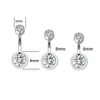 Nombril Cloche Anneaux 925 argent sterling Belly Bar Anneau Double Gemme Corps Piercing Bijoux 15x10 mm 230729