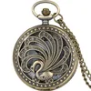 Bronze Vintage Hollow Peacock Design Pocket Watch Animal Quratz Watches With Necklace Chain for Women Men Kids orologio da tasca353c