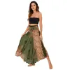 Desgaste de la etapa Falda larga Boho Hippie Traje de baile gitano Ropa bohemia Vestido de playa Impreso para mujeres Adultos latinos Fiesta Vals