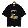 Cotton short-sleeved men's summer round neck T-shirt tree print pattern trend fashion casual couple Joker T-shirt