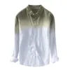 Chemises décontractées pour hommes Chemise d'été à manches longues Chemisier hawaïen Hawaïen Cool Mince Respirant Col à revers Suspendu Chemise en coton dégradé teint 230728