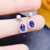 Boucles d'oreilles en peluche Natural Real Blue Sapphire Drop Broupe d'oreille 925 Silver Sterling 0.6CT 2PCS GEM STAILLE STYLE T23319