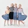 Robes de fille enfants fille printemps été strechy rayé demi fermeture éclair tee avec jupes décontractées maman fille mode famille sportive correspondant vêtements 230728