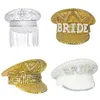 Wide Brim Hats Bucket s Bridal Hat for Wedding Glittering Fedora Sequin Novelty Party Holiday Captain Shower 230729