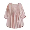 Women's Blouses 2023 Summer Commuting Blouse Simple Round Neck Mid Sleeve Shirt Polka Dot Flower Lace Casual Loose Doll