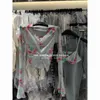 Camicette da donna Spicy Girl Tie Dye Protezione solare Camicia a maniche lunghe Camicetta da donna Canotta con cinturino sexy Set di due pezzi per abbigliamento moda estiva