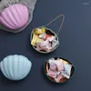 Gift Wrap Ins Style Creative Plate Shell Portable Chocolate Candy Box Wedding Souvenirs för gäster Kedja Packag 10st