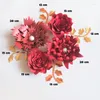 Decorative Flowers Handmade Xmas Red Rose DIY Paper Leaves Set For Christmas Year Backdrops Decorations Nursery Video Tutorials