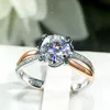 Women Luxury designer ring Inlaid bud moissanite Diamond Rings Jewelry PT950 plated girlfriend Gifts Engagement Wedding opening ring 1 karat 1582