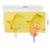 Cartoon Rabbit Ice Cream Silicone Mold With Lid Bunny Bear Popsicle Ice Cube Tray Mold Cheese Gift Kitchen Accessories