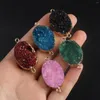 Подвесные ожерелья 2pcs натуральный камень Druzy Agate прямоугольник Овальный шарм