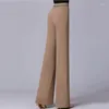 Sahne Giyim Latin Dans Pantolon Kadın Saf Renk Balo Salonu Geniş Bacak Pantolon Moda Yaz Standart Yetişkin Modern Vals Eğitim