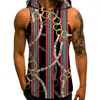 Men's Tracksuits Short-sleeved Summer Fashion Loose Sleeveless Hat T-shirt Clothing Gold Chain Plaid Ins Trend