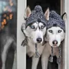 Vêtements pour chiens chapeau d'hiver bonnet pompon tricoté drôle avec coutures d'oreille gland corde chaud coupe-vent isolé couvre-chef