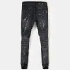 Jeans pour hommes High Street Fashion Hommes Rétro Noir Gris Stretch Peint Maigre Déchiré Patché Designer Hip Hop Pantalon Hombre