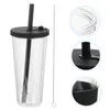Disposable Cups Straws Smoothie Straw Cup Tumblers Clear Tea Mug Bubble Drink Cold Tumbler