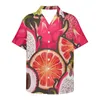 Camicie casual da uomo Modello di frutta Bevande per le vacanze Dessert Spiaggia Negozio di abbigliamento Camicia hawaiana Uomo Estate Manica corta Top Tee oversize