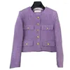 Giacche da donna 2023 Spring Fashion Piccolo cappotto profumato Stile corto Elegante top viola di fascia alta francese