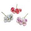 Decorative Flowers 6pcs/bouquet Artificial Diy Rose Silk Flower Bud Bouquet Mori Style Headdress Decoration Material Wedding Candy Box