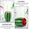 Одноразовые чашки соломинка 4pcs пластиковые арбузы