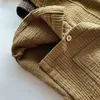 جاكيتات الأطفال كارديجان معطف القطن طويل الأكمام قميص ألوان صلبة كوريا اليابان النمط الربيع الخريف فتيات الفتيان غير رسمية فضفاضة 230728