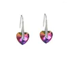 Kolczyki Dangle Colorful Blue Crystal Heart Drop for Women Ear Rucha Biżuter