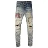 メンズジーンズ2023NewMen Hole Light Blue Dark Gray Italy Brand Man Long Pants Streetwear Denim Skinny Slim Straight Biker Jean