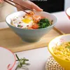 Bowls Japanese Ceramic Ramen Noodle Bowl Large 8 Inch Soup Creative Hat Household Restaurant Kitchen Tableware 1pc