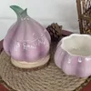 Bouteilles De Stockage Creative Violet Ail En Céramique Pot Exquis Cuisine Conteneur Bonbons Écrou Multifonctionnel Boîte Décor